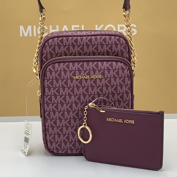 MICHAEL KORS Jet Set Travel Medium Logo Crossbody Bag & Small Coinpouch ID card - Picture 13 of 16